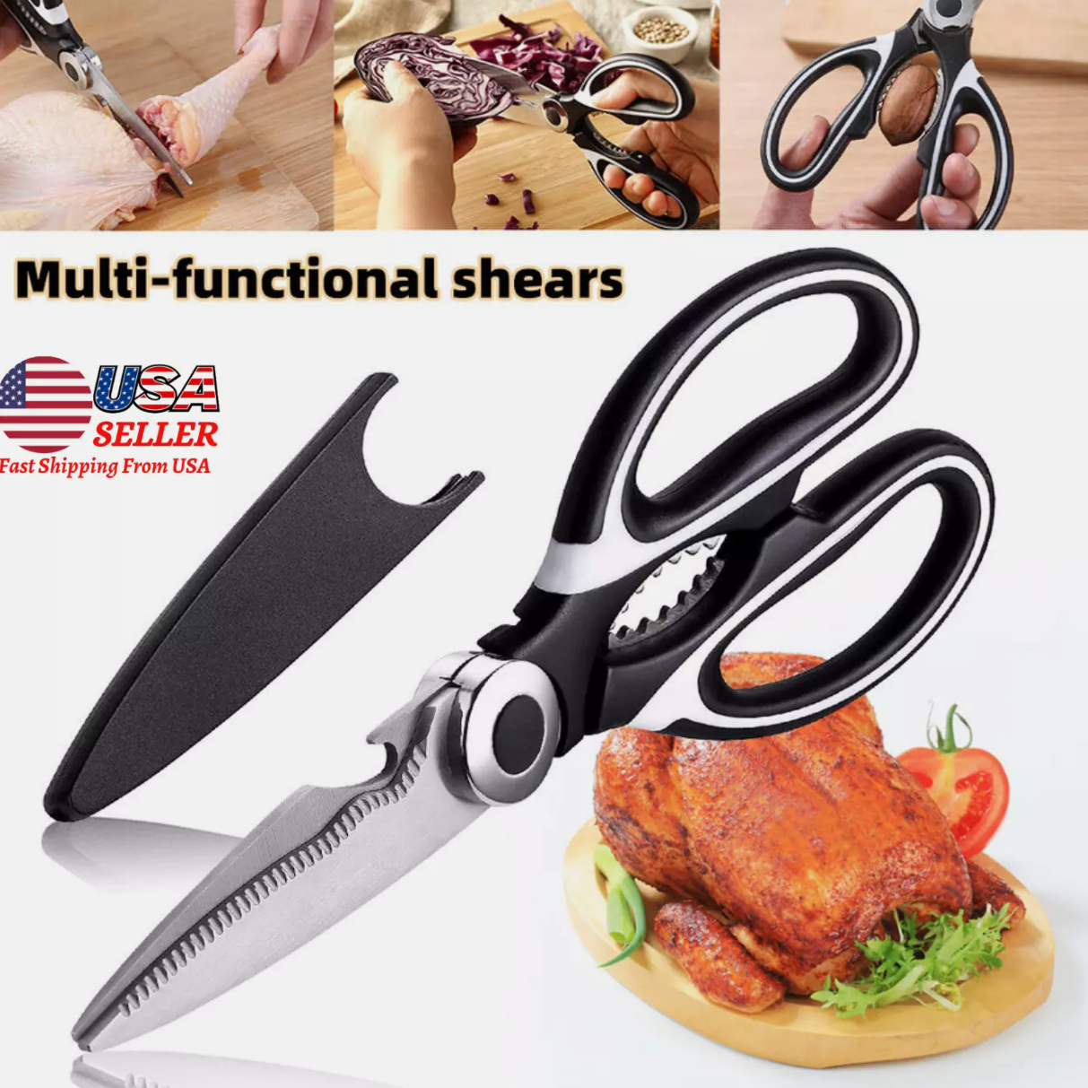 Kitchen Scissors Heavy Duty Stainless Steel Multipurpose Ultra Sharp Shears