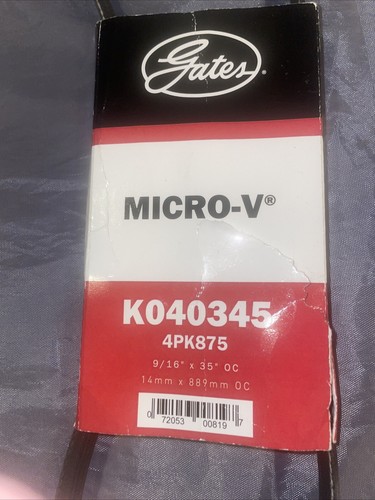 Gates Serpentine Belt Premium OE Micro-V AT Belt Gates K040345 Nuevo de Lote Antiguo - Imagen 2 de 5