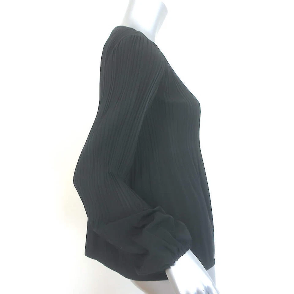 Maje Lockin Pleated Blouse Black Crepe Size 1 Long Sleeve Top - Image 3 of 4