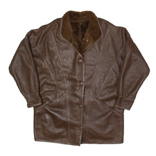 Vintage Fs Modelle Leather Look Jacket Brown 90s Womens L