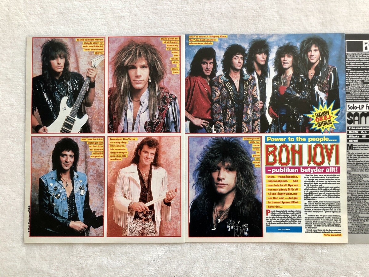 BON JOVI 1987 Clipping Poster Swedish Music magazine OKEJ 1980s