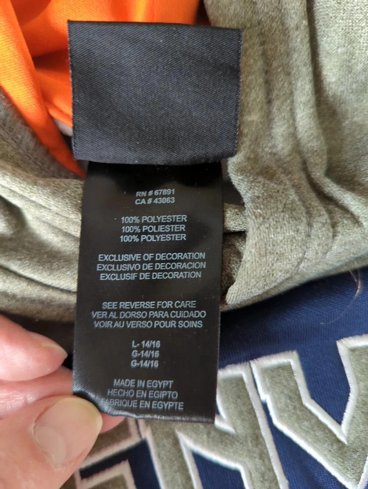 VETEMENTS Denver Broncos Pullover Felpa con Cappuccio Blu Grigio Arancione Gioventù L 14 16 NFL TEAM APPAREL