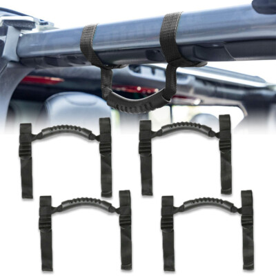 2-Pack Black Grab Handles For Jeep Wrangler - CJ, YJ, TJ, JK, JL - Velcro Mount 6 thumbnail image