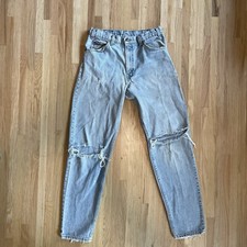 Vtg Levi’s 585 Denim Jeans 32x34 Light Wash Faded Thrashed USA Made Orange Tab