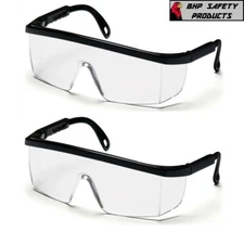 2 pcs Clear Lens Safety Goggles Glass Work Lab Protective Chemical Over Glasses