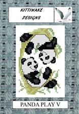 Panda Play V Cross Stitch Kit by Kittiwake. Beginners Cross Stitch Kit