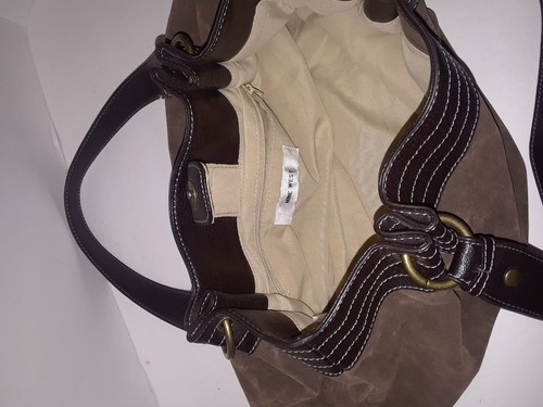 Nine West Handbag Purse Brown Faux Suede and Leather Medium Bag - Picture 4 of 6
