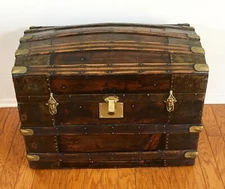 Antique Dome Trunk, carriage chest, steamer trunk, coffer, storage box