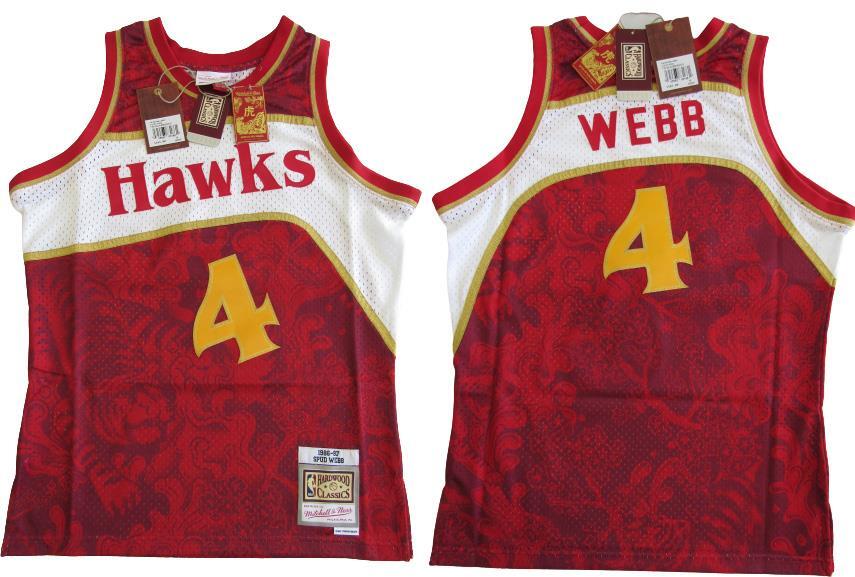 New 1986-87 Spud Webb #4 Hawks Mens Mitchell & Ness Swingman Jersey $165