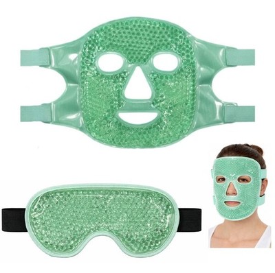 Cooling Green Ice Face & Eye Mask Combo Pack   Reusable Hot & Cold Gel