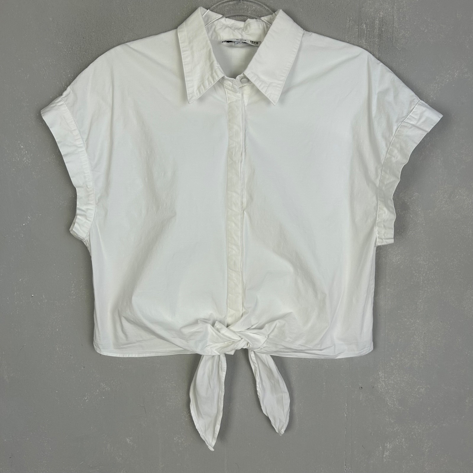 Adam Lippes RTR size 14 tie waist shirt white cotton poplin short sleeve cropped