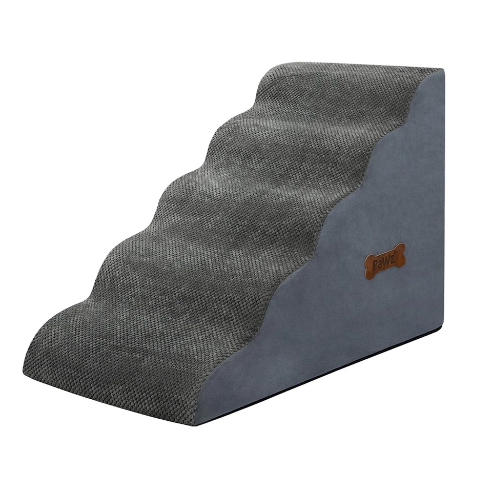 Pawz Dog Stairs 5 Tiers Foam Pet Ramp Steps for High Bed Sofa Couch for Old Dogs