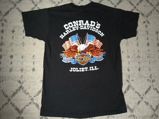 T shirt grafica logo Harley Davidson vintage emblema 3D nera uomo M 1987