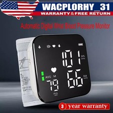 Digital Wrist Blood Pressure Monitor Automatic Cuff with LED Display Heart Rate
