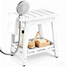 HDPE Shower Bench Seat for Shaving Legs, Waterproof Shower Stool with Storage...