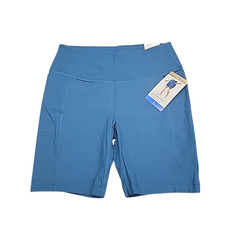 Mondetta Women's Pull On Everyday Ribbed Bike Shorts Pockets Large Size Blue
