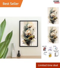 Large Paint by Numbers Kit for Adults  Teens - Elegant Lotus Flower Design