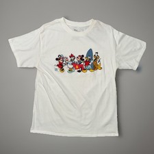 Disney Mickey Mouse White Shirt Size Large 11-13 Friends Embroidery