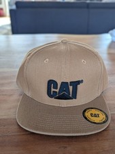 NEW w TAG - Caterpillar Cat Canvas Hat Cap - Snapback Black Mesh FLAT BRIM NWT