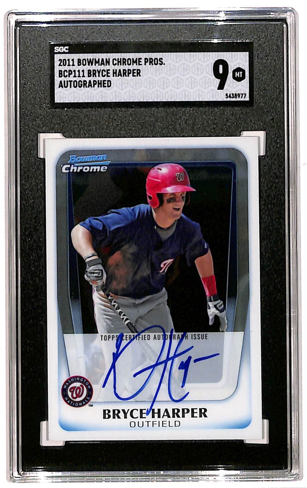 2011 Bowman Chrome #BCP111 Bryce Harper Autographed SGC 9 Mint