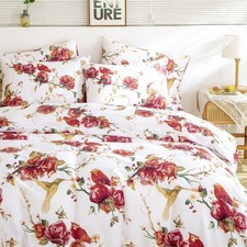 Tache Floral Duvet Cover King Hummingbirds Burgundy Red Ivory Antique Vintage...