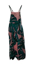 Show Me Your MuMu Women's Pink Green Tropical Halter Sleeveless A-Line Dress L