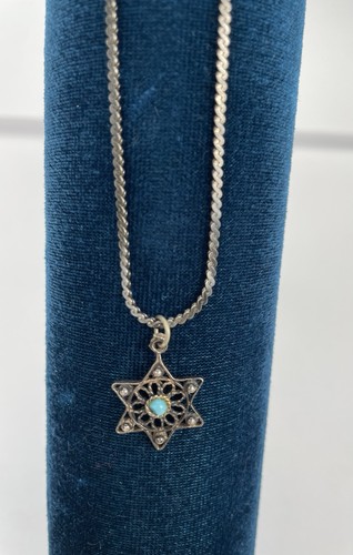 VNTG Pendant Magen David Star Handmade Sterling Silver  925 Chain Patina *read*