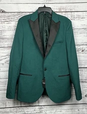 BooHoo Man Party Tuxedo Jacket Mens 42 Green Sparkle Single Breasted Skinny NEW