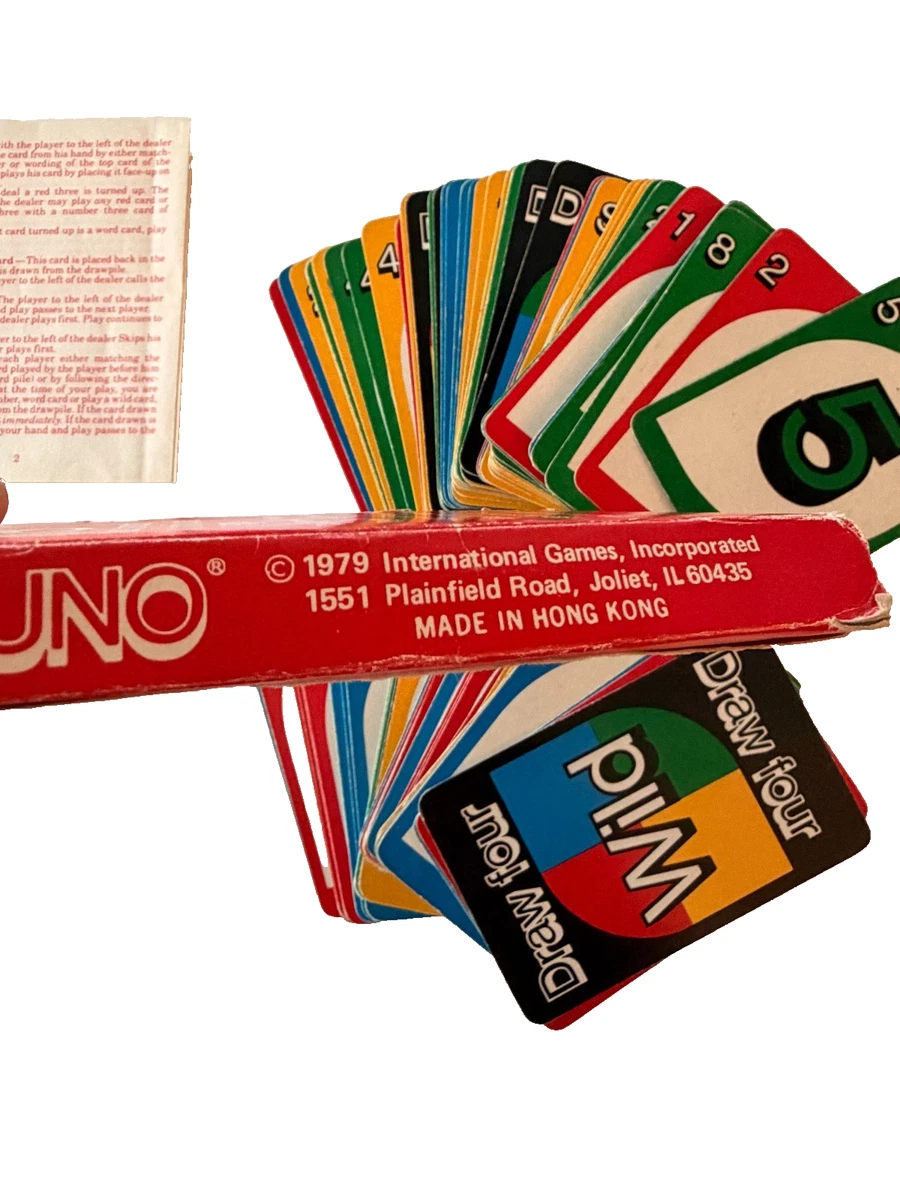 VINTAGE 1979 UNO CARD GAME WITH INSTRUCTION SHEET AND MERCH ORDER