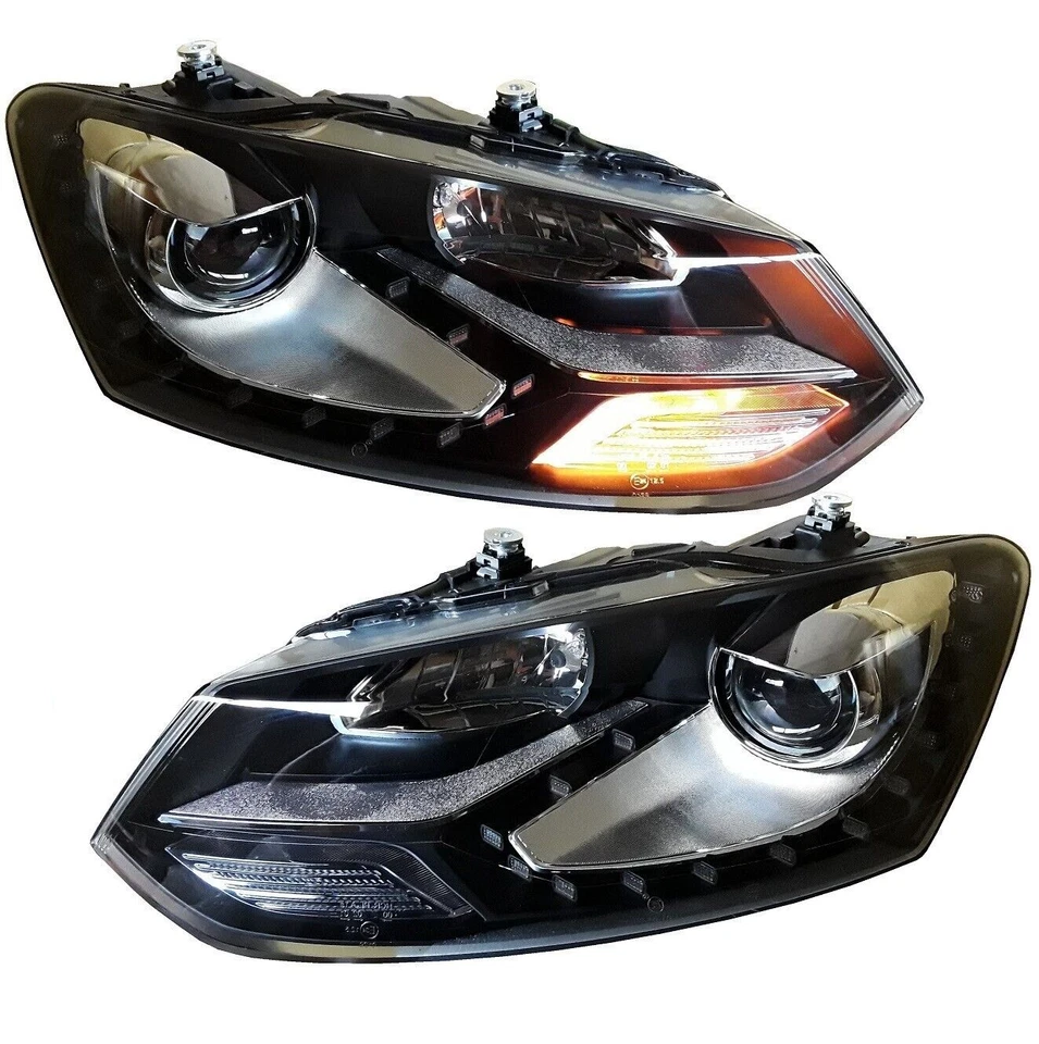 FARO PROIETTORE per VOLKSWAGEN VW POLO 6R 6C 09-17 nero SET sinistro destro H7 - Immagine 2 di 4