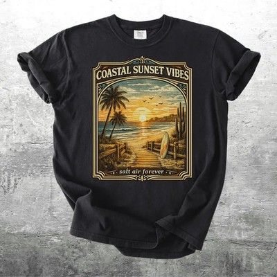 Comfort Tee Coastal Sunset Vibes Beach Ocean Summer Vacation Shirt