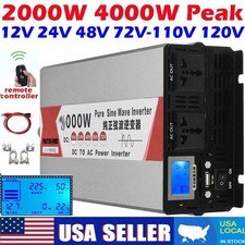 2000W 4000W Pure Sine Wave Power Inverter 12V 24V 48V 72V to 110V USB LCD Remote