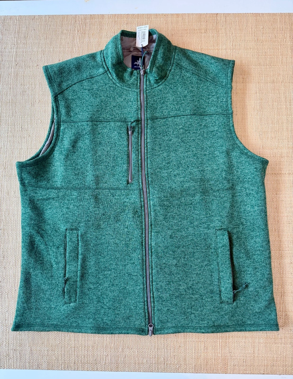 Johnnie-O JMVT1310WES XL NWT Bonsai Green Full Zip Sweater Fleece Vest $138