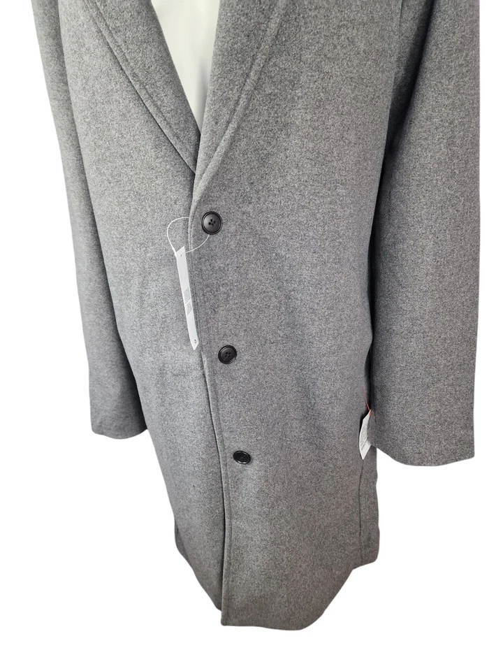 ASOS Grey Longline Relaxed Fit Wool Mix Overcoat Grey Size L Tall - Image 2 of 4