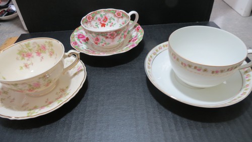 VINTAGE BONE CHINA 3 SETS Teacups AND Saucers BONE CHINA ASSORTED DESIGNS