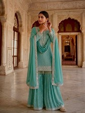 SALWAR KAMEEZ PAKISTANI INDIAN WEDDING PARTY WEAR DRESS BOLLYWOOD SUIT SHARARA