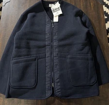 Uniqlo x Engineered Garments Fleece Collarless Coat Navy Size XL