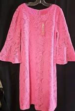 Lilly Pulitzer Ophelia Dress Pink Lace Shift NWT Bell Sleeve Size Small