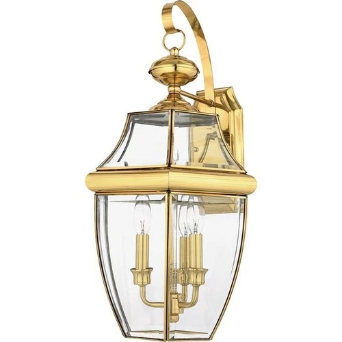 Newbury - 3 Light Large Wall Lantern - 22.5 Inches high-Polished Brass Finish - Picture 3 of 8