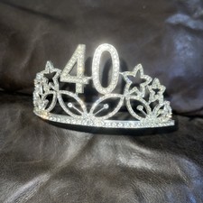 40th birthday Tiara W/hair Combs Rhinestones Sparkle