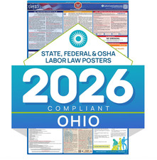 2026 Ohio OH LABOR LAW POSTER Federal  State English Laminated
