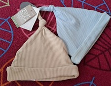 Baby Mützen Jersey hellblau + beige (St.2), ...