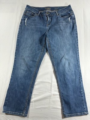 Simply Vera Vera Wang Medium Wash Straight Leg Distressed Denim Jeans