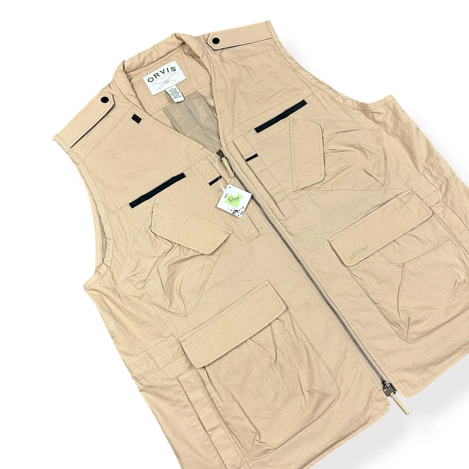NEW Orvis Fishing Hunting Vest Men XXL 2XL Tan Khaki Brown Tactical Water Repel - Image 2 of 4