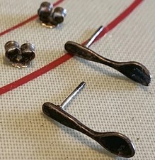 Silver Mini Spoon And Fork Silverware Set Earings Stud Style