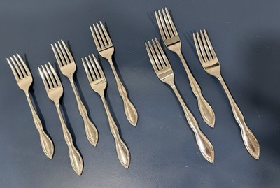 Gorham Stegor USA CHANSON Stainless Dinner and Salad Forks Lot 8 pcs Flatwear