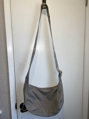 Baggu Medium Nylon Crescent Bag in Dove Light Brown Gray Crossbody