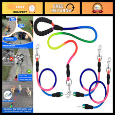 Heavy Duty 3-Dog Leash for Large Dogs - No Tangle, 360  Swivel, Padded Handle