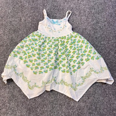 BlueBeri Boulevard Floral Handkerchief Dress Kids 2T White Blue Cottagecore Boho