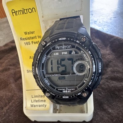 Armitron Quartz Wristwatch Digital Black Resin 165 FT Water Resistant Alarm